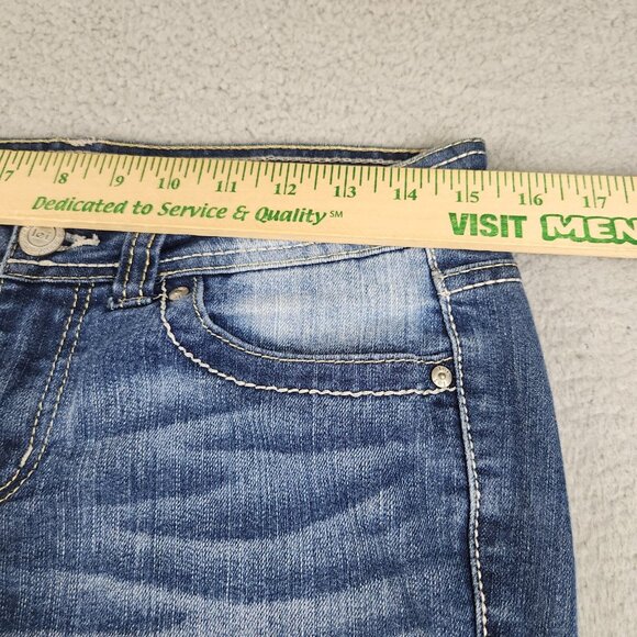 L.E.I. Jeans Women's Jr 7 Sophia Hipster Flare Blue Denim Pants Stretch Bootcut - Picture 3 of 9